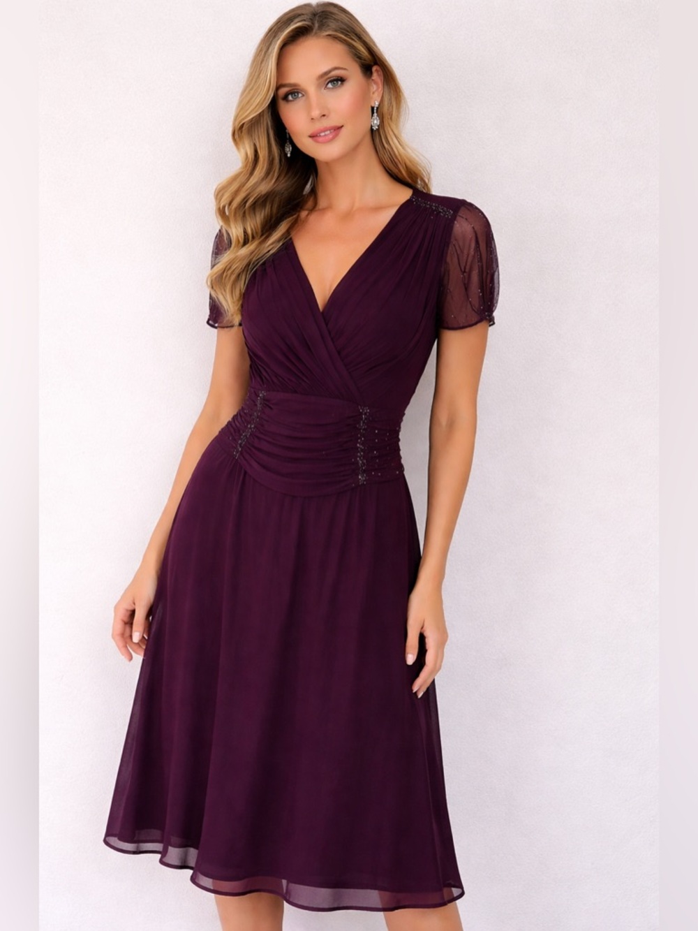 💜JS Boutique Vintage Beaded Plum Dress